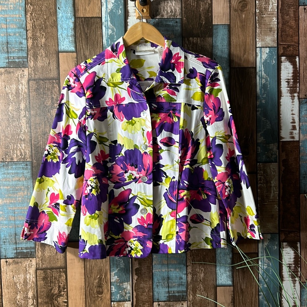Draper’s & Damon’s PM colorful floral blazer jacket